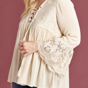 Plus size ivory lace top